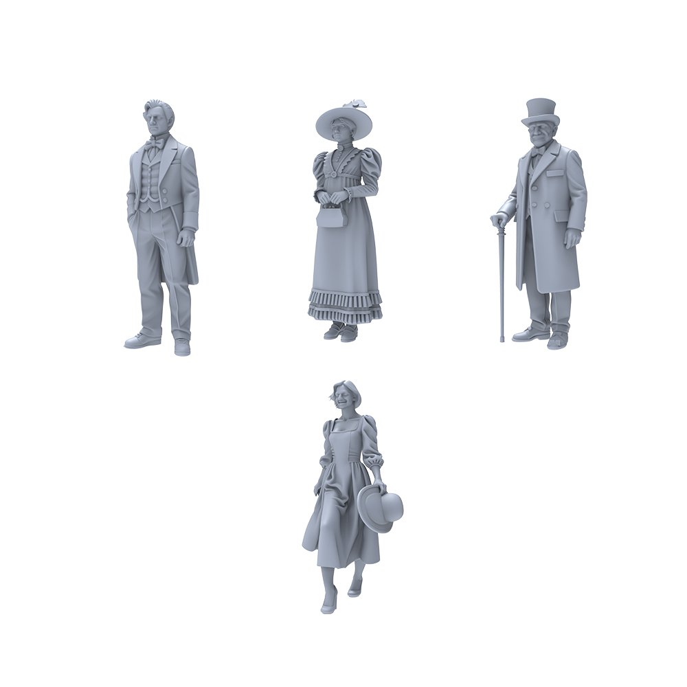 Vintage Collectible Figures - 1/64 1/72 วิคตอเรียน ยุโรป ฉากประจำวัน โมเดลเรซิ่นขนาดเล็ก