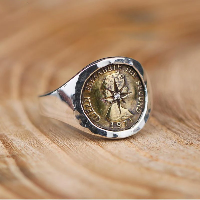 Vintage Collectible Coins - HX ปรับ Elizabeth ทองเหลืองเหรียญแหวน - ออกแบบใหม่