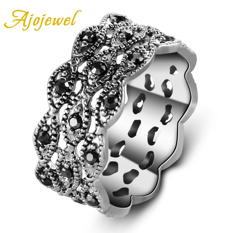Ajojewel แหวนพลอยเทียม3ชั้นสีด - Vintage Collectible Items บทวิจารณ์และราคา
