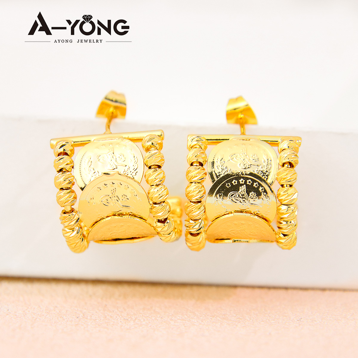 ต่างหูเหรียญวินเทจตุรกี ชุบทอง - Vintage Collectible Coins บทวิจารณ์และราคา
